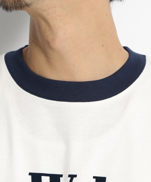 niko and...（ニコアンド）の「リンガーロゴプリントＴシャツ（Tシャツ/カットソー・メンズ・グリーン/オフホワイト/ネイビー・MEDIUM/LARGE）」の16枚目の写真