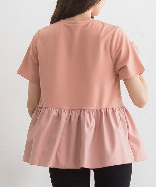 Pierrot（ピエロ）の「ギャザー切替デザインTシャツ（Tシャツ/カットソー・レディース・オフホワイト/ブラック/ネイビー/ピンク・M/L）」の10枚目の写真