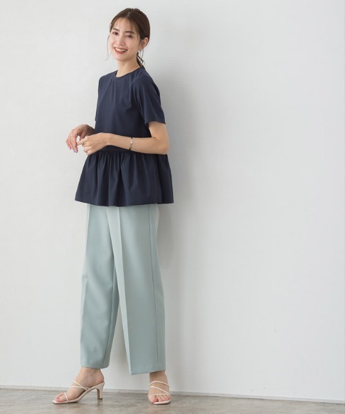 Pierrot（ピエロ）の「ギャザー切替デザインTシャツ（Tシャツ/カットソー・レディース・オフホワイト/ブラック/ネイビー/ピンク・M/L）」の18枚目の写真