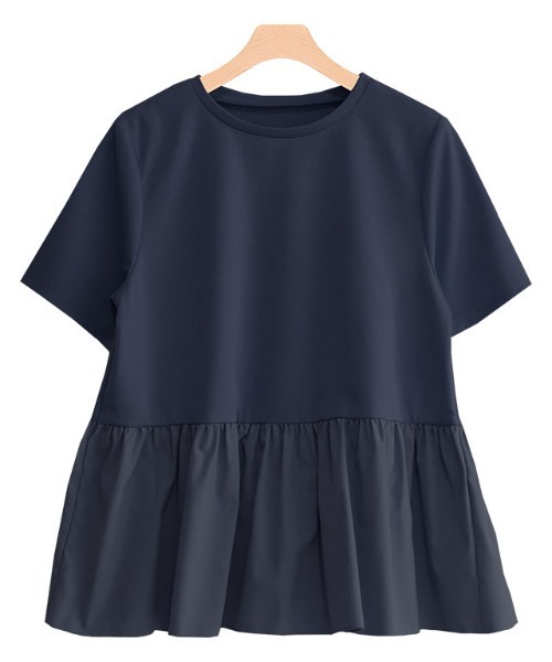 Pierrot（ピエロ）の「ギャザー切替デザインTシャツ（Tシャツ/カットソー・レディース・オフホワイト/ブラック/ネイビー/ピンク・M/L）」の20枚目の写真