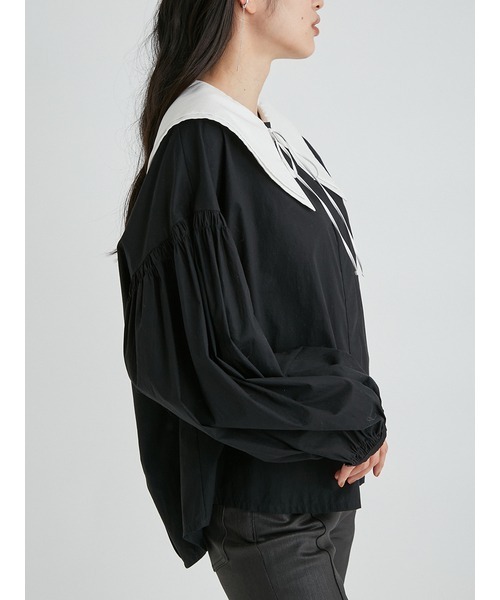 Mila Owen(ミラオーウェン)の「ビッグカラーロングスリーブブラウス(シャツ/ブラウス・レディース・ホワイト/ブラック/カーキ・1/0)」の10枚目の写真