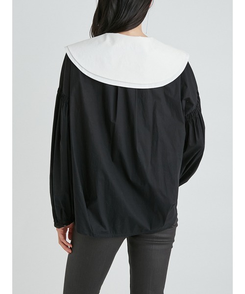 Mila Owen(ミラオーウェン)の「ビッグカラーロングスリーブブラウス(シャツ/ブラウス・レディース・ホワイト/ブラック/カーキ・1/0)」の6枚目の写真