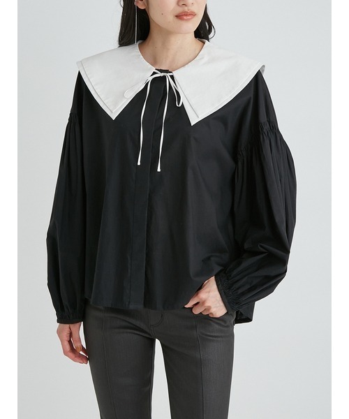 Mila Owen(ミラオーウェン)の「ビッグカラーロングスリーブブラウス(シャツ/ブラウス・レディース・ホワイト/ブラック/カーキ・1/0)」の18枚目の写真