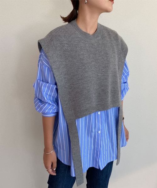 titivate（ティティベイト）の「ﾃﾞｻﾞｲﾝｼｮｰﾄﾆｯﾄﾍﾞｽﾄ（ベスト・レディース・ブラック/ブラウン系その他/グレー/アイボリー・S/M）」の4枚目の写真