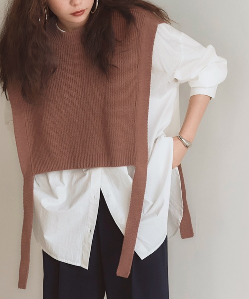 titivate（ティティベイト）の「ﾃﾞｻﾞｲﾝｼｮｰﾄﾆｯﾄﾍﾞｽﾄ（ベスト・レディース・ブラック/ブラウン系その他/グレー/アイボリー・S/M）」の13枚目の写真