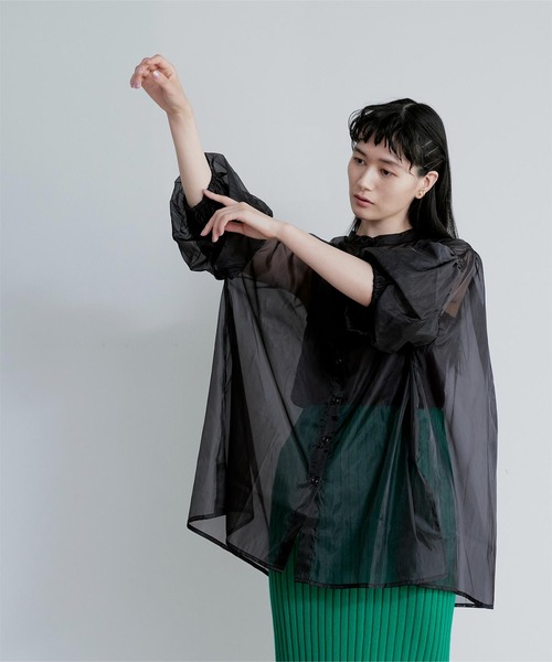 miette（ミエット）の「ｵｰｶﾞﾝｼﾞｰﾊﾞｯｸｷﾞｬｻﾞｰﾌﾞﾗｳｽ（シャツ/ブラウス・レディース・ブラック/グレー/オフホワイト・FREE）」の11枚目の写真