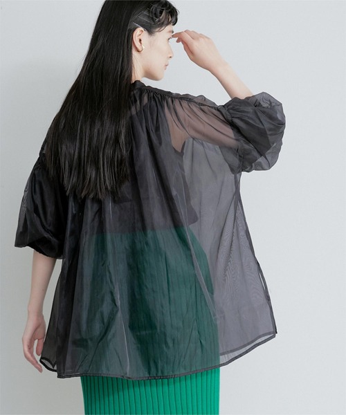 miette（ミエット）の「ｵｰｶﾞﾝｼﾞｰﾊﾞｯｸｷﾞｬｻﾞｰﾌﾞﾗｳｽ（シャツ/ブラウス・レディース・ブラック/グレー/オフホワイト・FREE）」の12枚目の写真