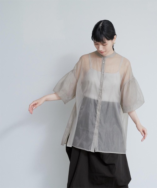 miette（ミエット）の「ｵｰｶﾞﾝｼﾞｰﾊﾞｯｸｷﾞｬｻﾞｰﾌﾞﾗｳｽ（シャツ/ブラウス・レディース・ブラック/グレー/オフホワイト・FREE）」の13枚目の写真