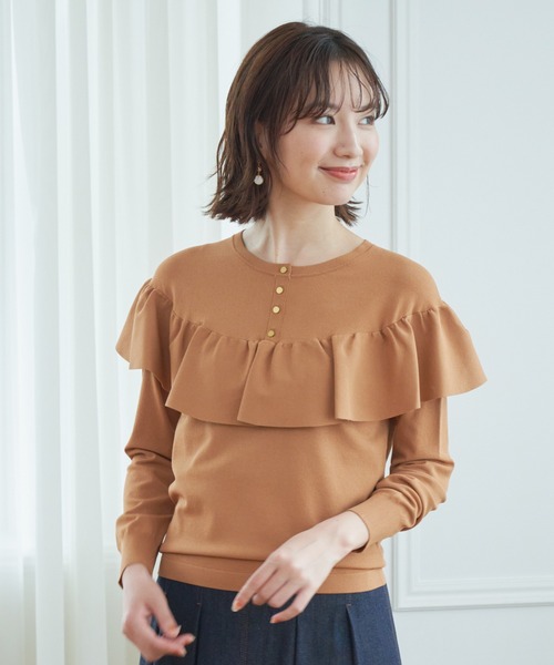 【新品】ANAY アナイ　レーヨンフリルニット　ブルー　38 ANAYI 「ANAYI」 長袖ニット 38 ブルー レディース : ZOZOTOWN