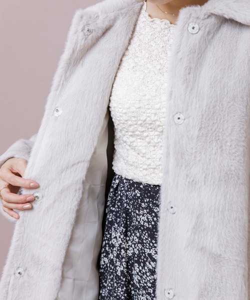 flower（フラワー）の「ドリーミングファーコート（ムートンコート・レディース・グレー/アイボリー・FREE）」の16枚目の写真