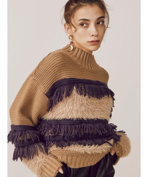 EVRIS（エヴリス）の「ローゲージMIXヤーンニット（ニット/セーター・レディース・ブルー/ブラック/ベージュ・FREE）」の2枚目の写真