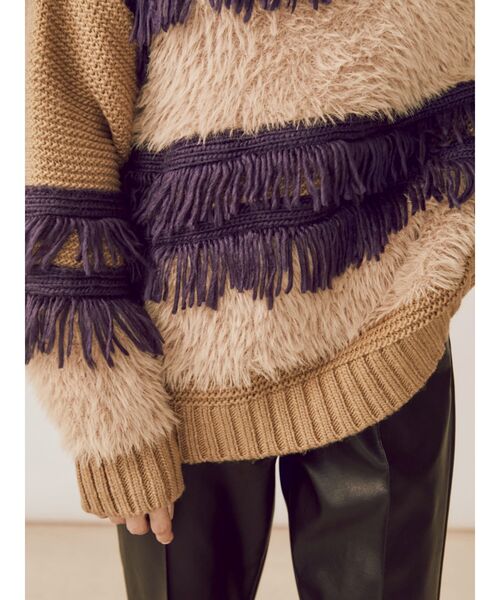 EVRIS（エヴリス）の「ローゲージMIXヤーンニット（ニット/セーター・レディース・ブルー/ブラック/ベージュ・FREE）」の6枚目の写真