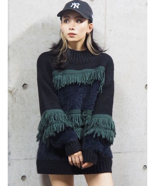 EVRIS（エヴリス）の「ローゲージMIXヤーンニット（ニット/セーター・レディース・ブルー/ブラック/ベージュ・FREE）」の20枚目の写真