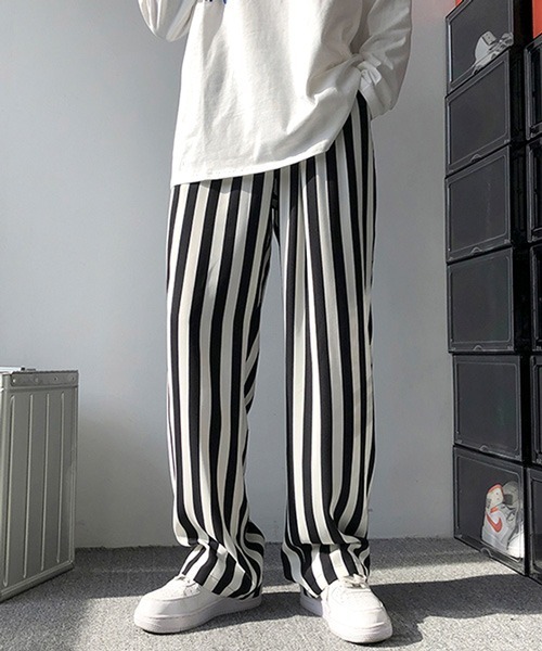 NERDY ストライプデザイン パンツ Sサイズ quaranciel スラックス パンツ quaranciel:「洗濯機可能」サイド