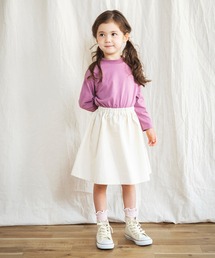 【WEB限定】無地・ボーダー長袖ドッキングワンピース