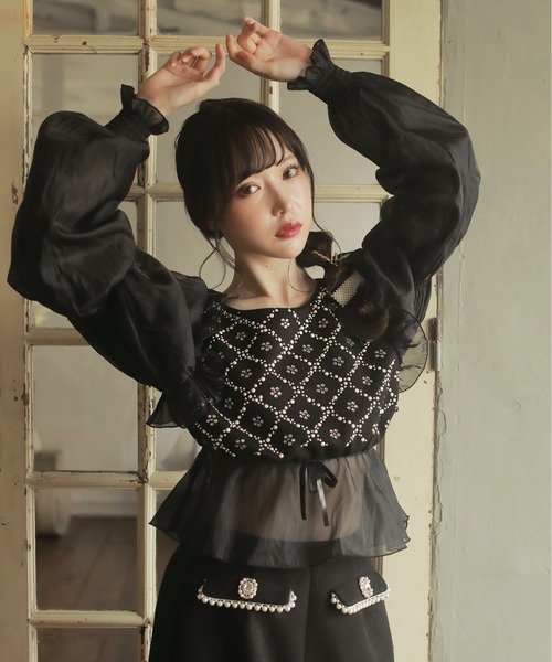 swankiss リボンジェリーチュ Swankiss（スワンキス）の「HN girly ribbon TOPS（シャツ