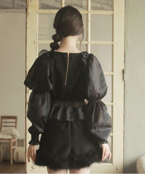 Swankiss(スワンキス)の「SX bijous puff TOPS(シャツ/ブラウス・レディース・ブラック/ピンク・FREE)」の10枚目の写真