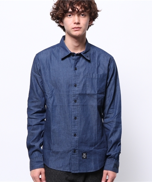 VENCEEXCHANGE（ヴァンスエクスチェンジ）の「4.5OZデニム星 刺繍シャツ（シャツ/ブラウス・メンズ・ブラック/ダークネイビー・MEDIUM/LARGE）」の3枚目の写真