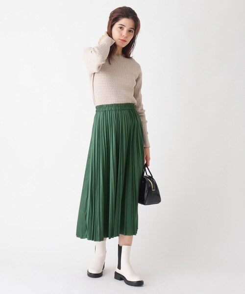 OPAQUE.CLIP(オペークドットクリップ)の「◆スウェード&レザーライク イージープリーツスカート【WEB限定サイズ】(スカート・レディース・ライトベージュ/チャコールグレー/モスグリーン/ブラック・38/42/40)」の7枚目の写真