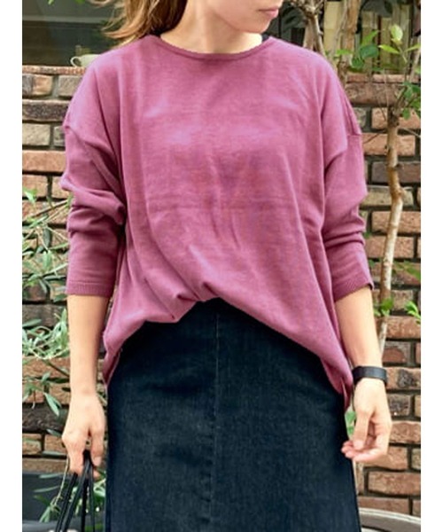 Lugnoncure（ルノンキュール）の「天竺オーバーサイズニット（ニット/セーター・レディース・パープル/ネイビー/ブラウン/オフホワイト・ﾌﾘ-）」の4枚目の写真