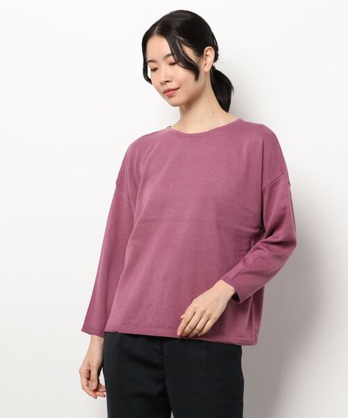 Lugnoncure（ルノンキュール）の「天竺オーバーサイズニット（ニット/セーター・レディース・パープル/ネイビー/ブラウン/オフホワイト・ﾌﾘ-）」の5枚目の写真