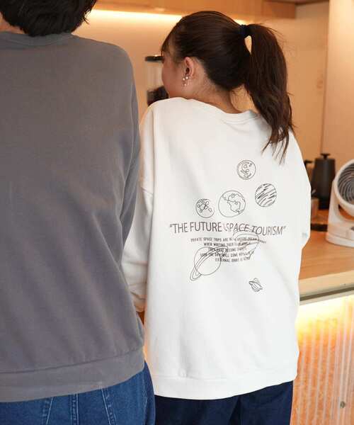 HEYUMM（ヘユム）の「HEYUMM　アソートロゴルーズスウエット（スウェット・レディース・チャコールグレー/オフホワイト/ピンク系その他・ONE）」の5枚目の写真