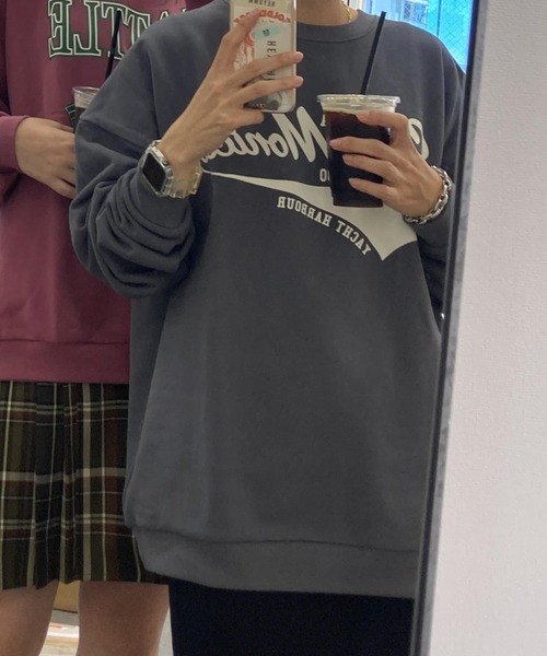 HEYUMM（ヘユム）の「HEYUMM　アソートロゴルーズスウエット（スウェット・レディース・チャコールグレー/オフホワイト/ピンク系その他・ONE）」の14枚目の写真