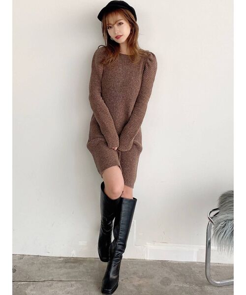 RESEXXY（リゼクシー）の「モールベロアAラインミニワンピース（ワンピース・レディース・ブラック/ブラウン/オレンジ・FREE）」の2枚目の写真