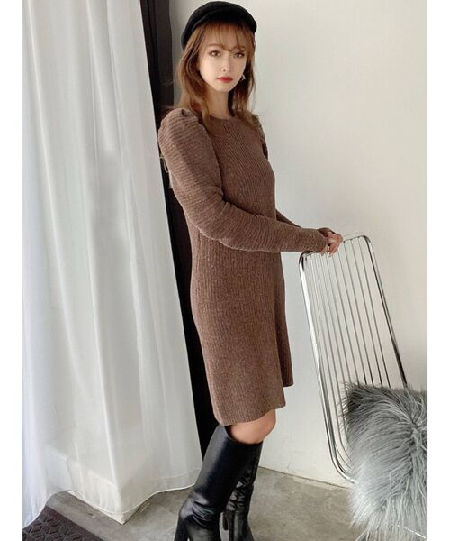 RESEXXY（リゼクシー）の「モールベロアAラインミニワンピース（ワンピース・レディース・ブラック/ブラウン/オレンジ・FREE）」の9枚目の写真