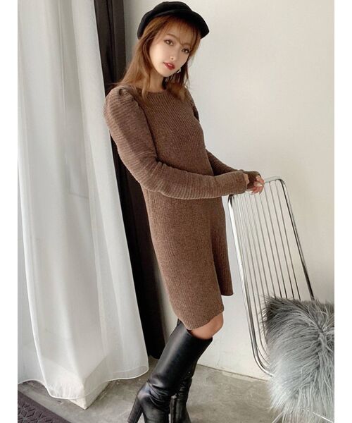 RESEXXY（リゼクシー）の「モールベロアAラインミニワンピース（ワンピース・レディース・ブラック/ブラウン/オレンジ・FREE）」の11枚目の写真