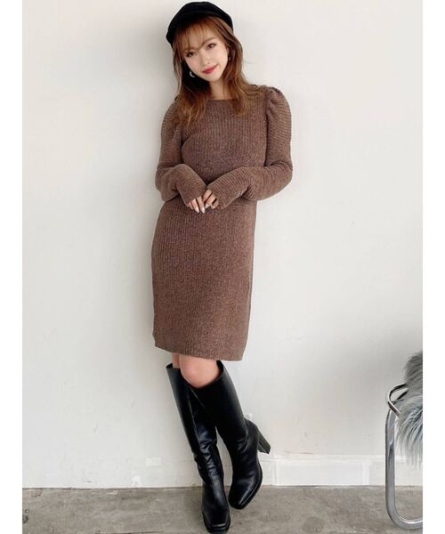 RESEXXY（リゼクシー）の「モールベロアAラインミニワンピース（ワンピース・レディース・ブラック/ブラウン/オレンジ・FREE）」の12枚目の写真