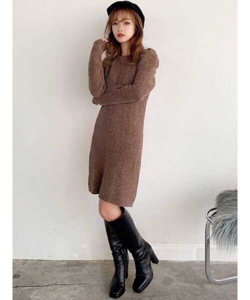 RESEXXY（リゼクシー）の「モールベロアAラインミニワンピース（ワンピース・レディース・ブラック/ブラウン/オレンジ・FREE）」の13枚目の写真