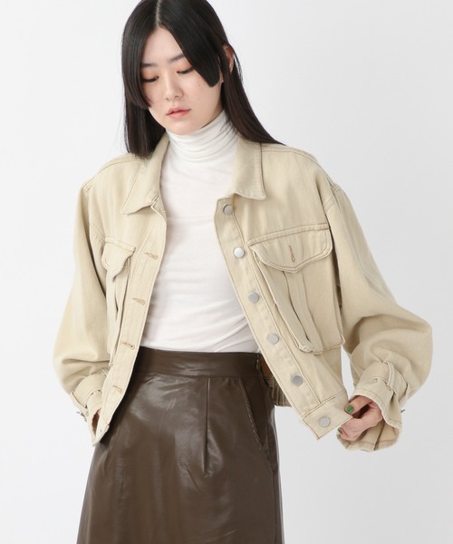 ALAND(エーランド)の「3.3Field Trip/BIGポケショートジャケット 2256117(デニムジャケット・レディース・ベージュ/カーキ・FREE)」の2枚目の写真