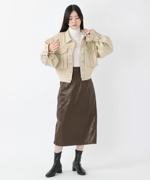 ALAND(エーランド)の「3.3Field Trip/BIGポケショートジャケット 2256117(デニムジャケット・レディース・ベージュ/カーキ・FREE)」の3枚目の写真