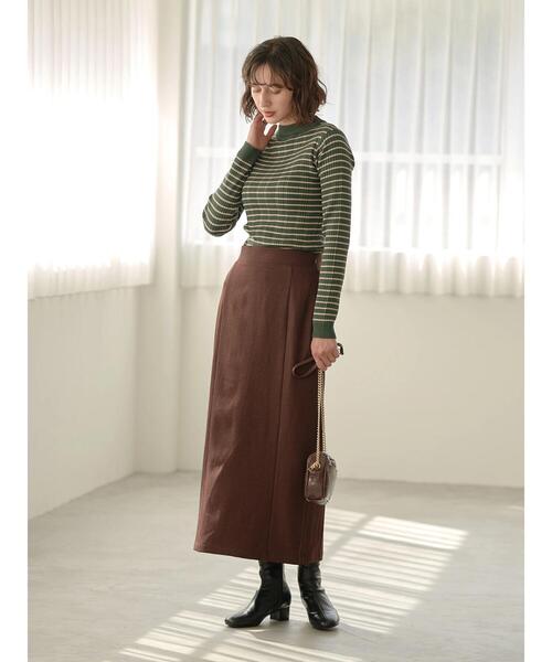 earth music&ecology(アースミュージックアンドエコロジー)の「レトロボーダーニットプルオーバー *(ニット/セーター・レディース・グリーン/ブラック/パープル・S/M)」の15枚目の写真