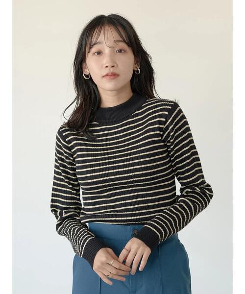 earth music&ecology(アースミュージックアンドエコロジー)の「レトロボーダーニットプルオーバー *(ニット/セーター・レディース・グリーン/ブラック/パープル・S/M)」の18枚目の写真