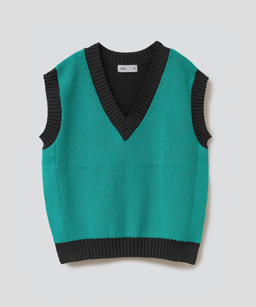 CONVERSE TOKYO（コンバーストウキョウ）の「カラーパターンニットベスト（ベスト・レディース・オレンジ/グリーン/ブルー・FREE）」の6枚目の写真