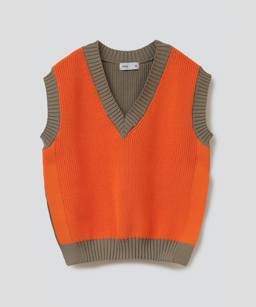 CONVERSE TOKYO（コンバーストウキョウ）の「カラーパターンニットベスト（ベスト・レディース・オレンジ/グリーン/ブルー・FREE）」の8枚目の写真