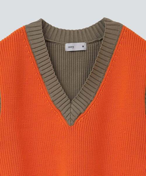 CONVERSE TOKYO（コンバーストウキョウ）の「カラーパターンニットベスト（ベスト・レディース・オレンジ/グリーン/ブルー・FREE）」の10枚目の写真