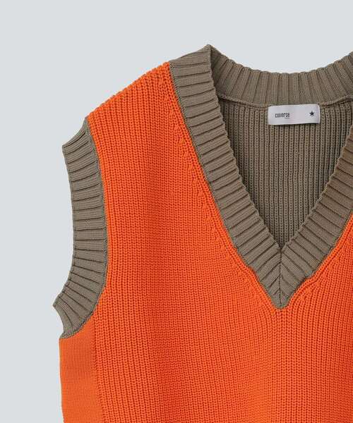 CONVERSE TOKYO（コンバーストウキョウ）の「カラーパターンニットベスト（ベスト・レディース・オレンジ/グリーン/ブルー・FREE）」の11枚目の写真