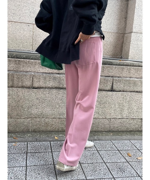 ulu（ウル）の「Original pintuck backbelt straight pants（スラックス・レディース・スモークピンク/ブラック/ブラウン・FREE）」の5枚目の写真