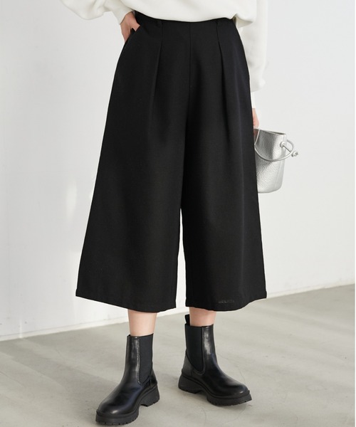 Green Parks(グリーンパークス)の「洗えるツィードガウチョ*(その他パンツ・レディース・ブラック・FREE)」の1枚目の写真