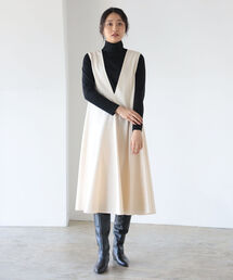 BEAMS LIGHTS（ビームスライツ）の「BEAMS LIGHTS / カルゼ Vネック ドレス（ワンピース）」