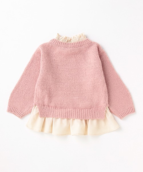 petit main（プティマイン）の「【リンク】シャギーニット裾ペプラム（ニット/セーター・キッズ・エメラルド/ピンク/モカ・S/M/L）」の4枚目の写真