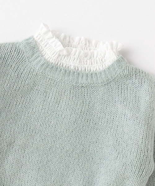 petit main（プティマイン）の「【リンク】シャギーニット裾ペプラム（ニット/セーター・キッズ・エメラルド/ピンク/モカ・S/M/L）」の7枚目の写真