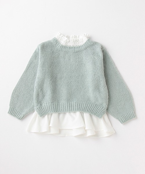 petit main（プティマイン）の「【リンク】シャギーニット裾ペプラム（ニット/セーター・キッズ・エメラルド/ピンク/モカ・S/M/L）」の14枚目の写真