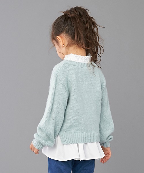 petit main（プティマイン）の「【リンク】シャギーニット裾ペプラム（ニット/セーター・キッズ・エメラルド/ピンク/モカ・S/M/L）」の16枚目の写真