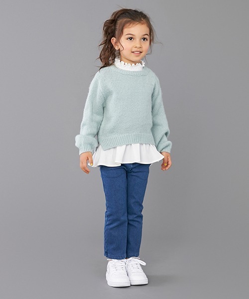 petit main（プティマイン）の「【リンク】シャギーニット裾ペプラム（ニット/セーター・キッズ・エメラルド/ピンク/モカ・S/M/L）」の15枚目の写真