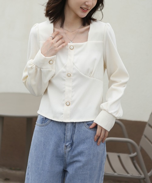 MAISON DE THERESE(メゾン ド テレーズ)の「コールテン スクエアネック シャツブラウス(シャツ/ブラウス・レディース・ベージュ/ブルー・MEDIUM)」の11枚目の写真