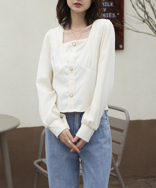 MAISON DE THERESE(メゾン ド テレーズ)の「コールテン スクエアネック シャツブラウス(シャツ/ブラウス・レディース・ベージュ/ブルー・MEDIUM)」の14枚目の写真